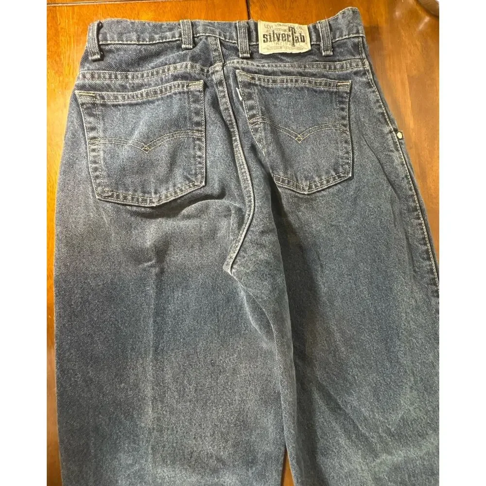Vtg 1991 Levis SilverTab Baggy Jeans 30x30 Made in USA Dark Wash 90s Skater